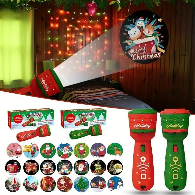 Christmas Themed Handheld Flashlight Toy, 1 Box Creative Educational Toy, Indoor Leisure Entertainment Equipment for Kids