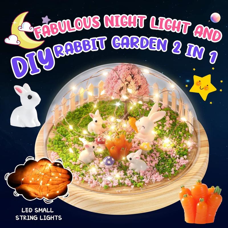 Make Your Own Night Light ,Rabbit DIY Kits,Bunny Toys for Kids Ages 4-8 ,Arts and Crafts Lamp Project for Girls(USB Upgrade Edition),Gifts for 4 5 6 7 8 9 10 Year Old Girl with Greeting Card