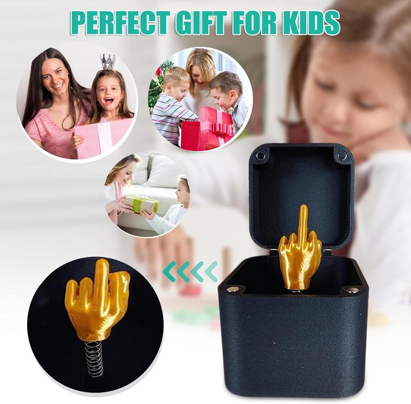 Middle Surprise Finger Gift Box, Finger Middle in a Box, Annoying Gift Box, Gag Gift Box, Spoof Hand Prank Pop Up Gift with Box for Adults, Funny Prank Gift Box Christmas Decor Gifts (Golden, 1Pc)