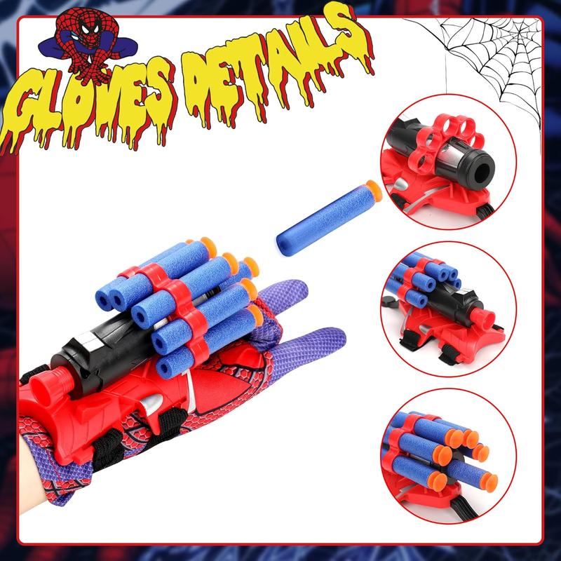 2 Sets Web Shooters for Kids - Web Shooting Game - Launcher Gloves Toy- Launcher with Wrist Toy Set - Hero Cosplay Boys Gift Funny Educational Decoration