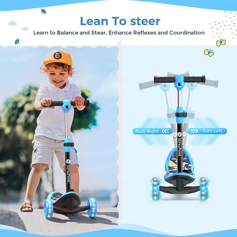 Mini Pro Electric Scooter for Kids Ages 3-12, 2-Speed, 3-Wheel Electric Scooter, Gift for Boys Girls, Electric Kick Scooter with Long Battery Life, Flashing LED Wheels, 3 Adjustable Height