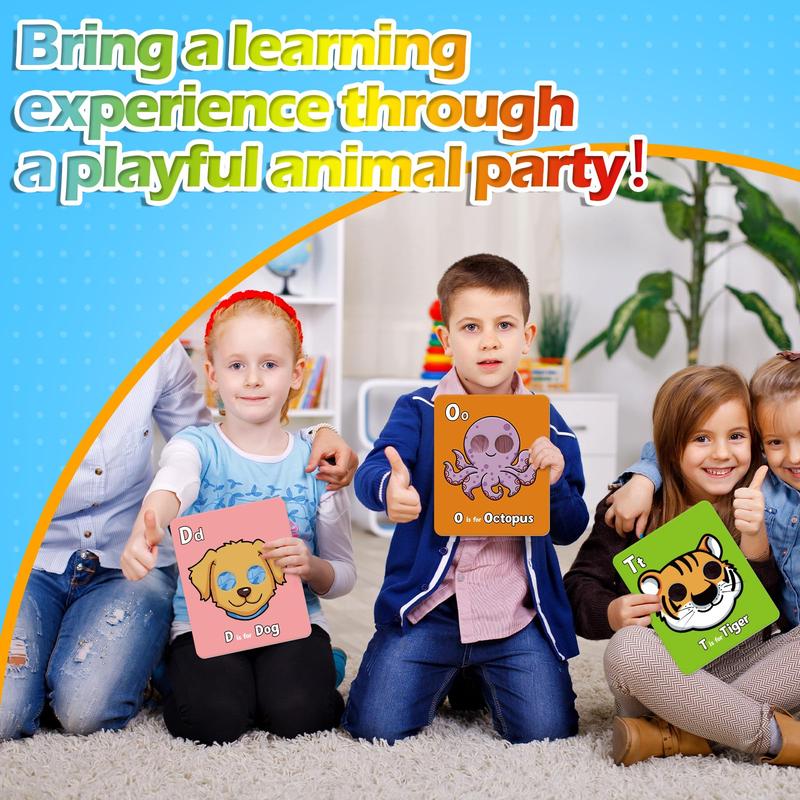 Aizweb Animal Mask Alphabet Letter ABC Flash Cards,26 Pcs Alphabet Learning Toys,Educational Toys for  Learning Activities Birthday Party flashcards  for