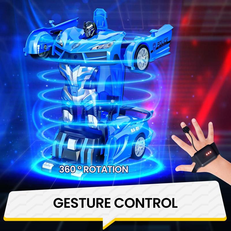 Gesture Sensor Dual Control Mode Remote Control Car, Gesture Controlled Remote-control Car Toy, Robot Shape Car Toy with LED Light for Gifts