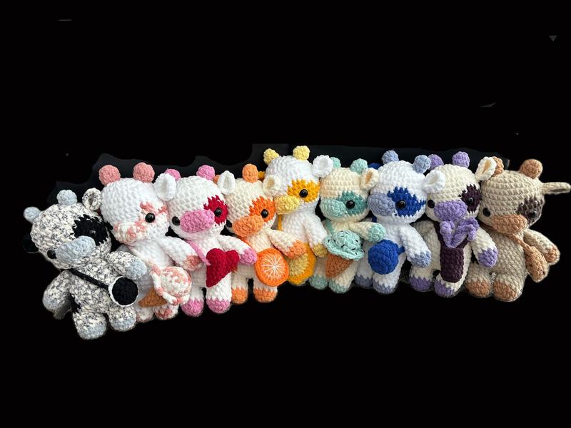 Crochet Colored Cows with Limited Edition Monthly Themes