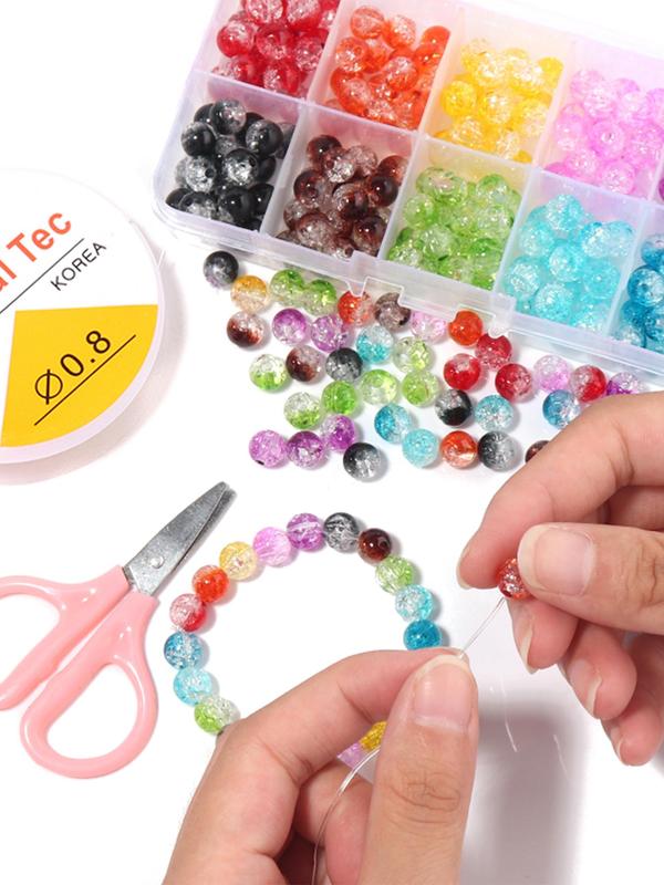 Colorful Acrylic Bead Kit, DIY Jewelry Accessories for Bracelet & Necklace, Boho Style Beaded Jewelry for Women & Girls