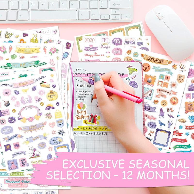 Aesthetic Planner Stickers for Fun Planning - 1300+ Cute Sticker Accessories to Decorate & Improve Your Planners, Calendar, Journal and Scrapbooking