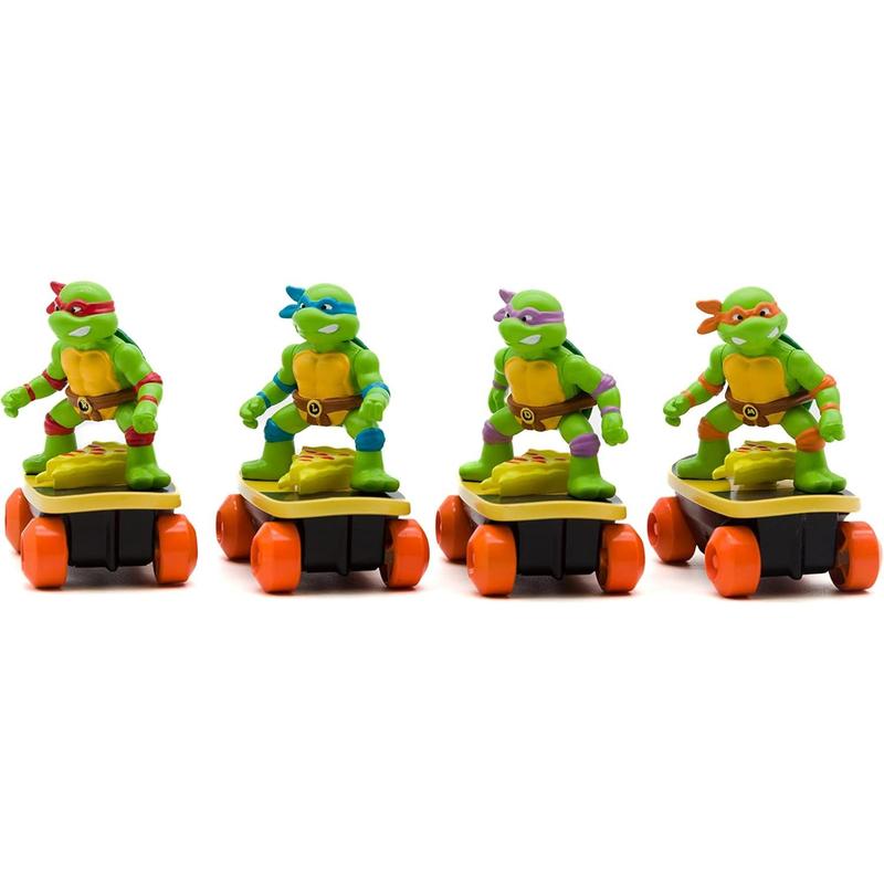 Teenage Mutant Ninja Turtles Switch Kick Skaters Pack of 4 - Gyro Self-Stabilizing Rip-Cord Powered Skateboard Toy – Gift, Stock Stuffer for Ages 3+