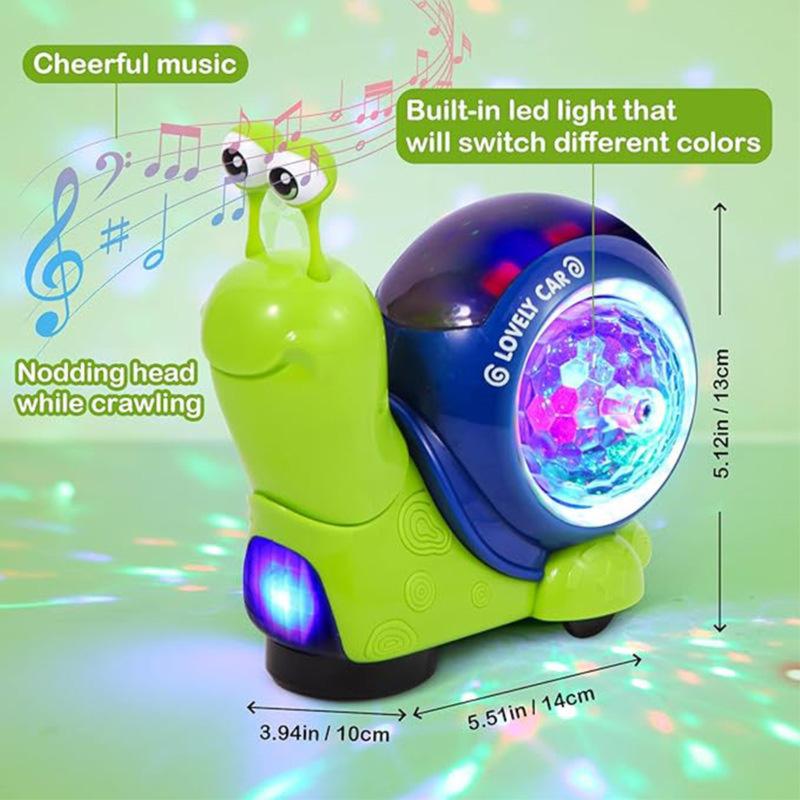 Electric Snail Toy Cute Electronic Animal Crawling Toy, Crawl Snail Design Toys, Toys with Built-in LED Light, Interactive Learning Toy