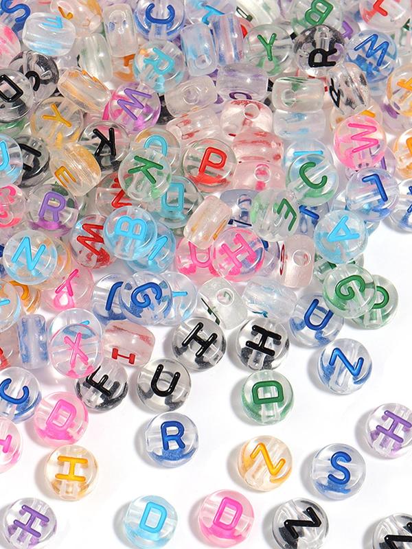 Letter Pattern Beads, Transparent Beads for DIY Bracelet & Necklace, Fashion Accessories for Women & Girls, Trendy All-match & Exquisite Jewelry for Birthday Gift