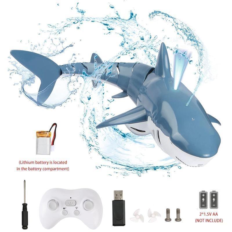 Remote Control Shark Toys ,1:18 Scale Fish with Light  Spray Water for Lake Bathroom Pool  Electric RC Boat,Christmas Gifts