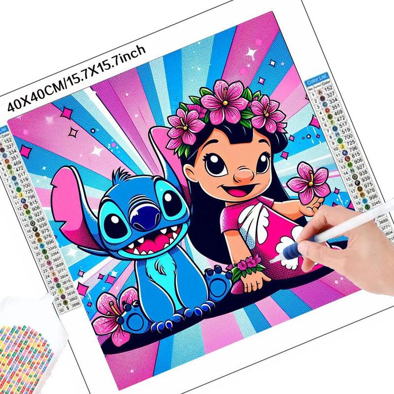 Disney Lilo and Stitch Pattern DIY Diamond Arts Colorful Painting Kit without Frame, DIY 5D Diamond Arts Colorful Painting Kit, Wall Art Decor for Home