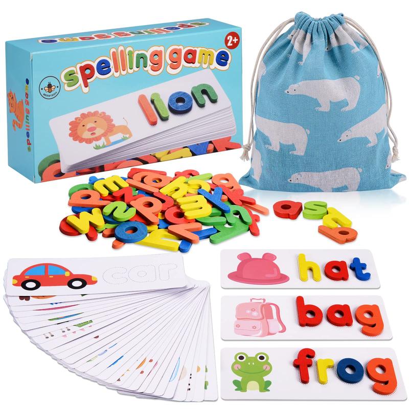 Spelling Matching Letter Games, Educational Learning Toys for Toddlers 2, 3, 4 Years Old, Preschool Learning Toys Activities, Alphabet Montessori Toys for 2,3,4 Year Old Boys, Girls