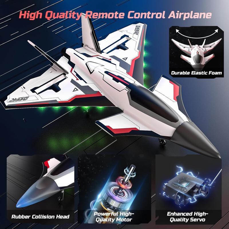 Future RC Plane 4 Channel Remote Control Airplane with LED Lights Easy to Fly Aerobatic Aircraft Toys,2.4GHz 6-axis Gyro Stabilizer RTF Glider Aircraft Plane Jet for Adults Kids Beginners Boys