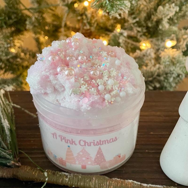 A Pink Christmas slime Christmas Slime Candy Cane Scented cloud cream slime Christmas Decorations Christmas Ideas Christmas gifts