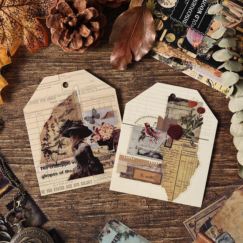 Vintage Scrapbooking Sticker, 1 Set Waterproof PET Handbook Material Creative Sticker Book, DIY Decorative Sticker for Scrapbooking & Journal Making