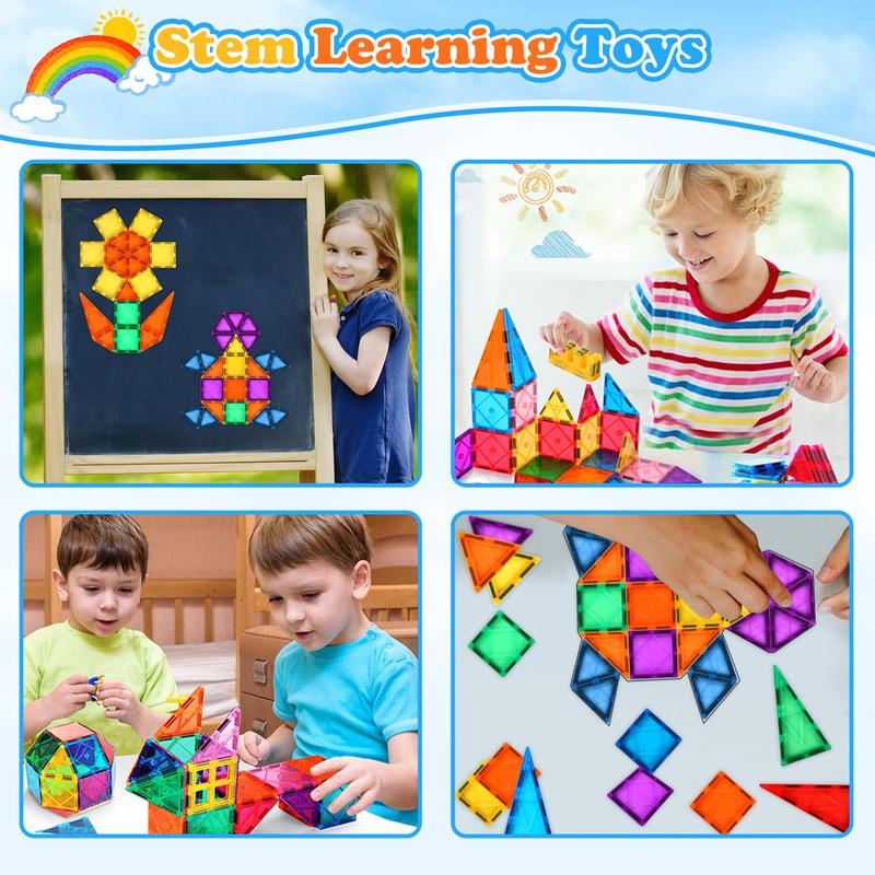 Magnetic Tiles Kids Toys, Magnetic Tiles for Kids Ages 3-5 5-7 Years Old, 3D Magnetic Building Blocks STEM Learning Construction Toys for Boys Girls