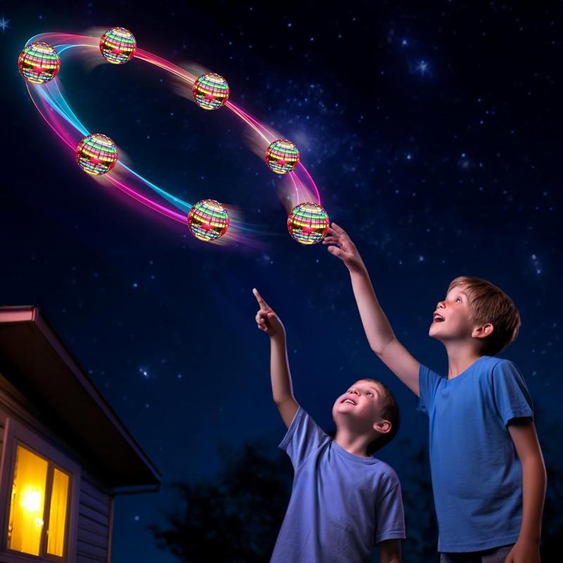 Flying ball (blue, upgraded in 2024) with dazzling lights, magic hover rotator, drone, floating universe ball, children's outdoor toy, suitable for boys and girls aged 6, 7, 8, 9, and 10