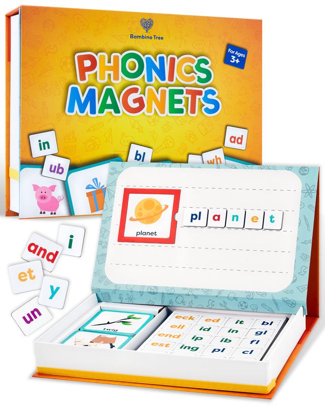 Phonics Magnets - Letter Blends and Alphabet Magnets - CVC Word Builder with Word and Picture Flash Cards