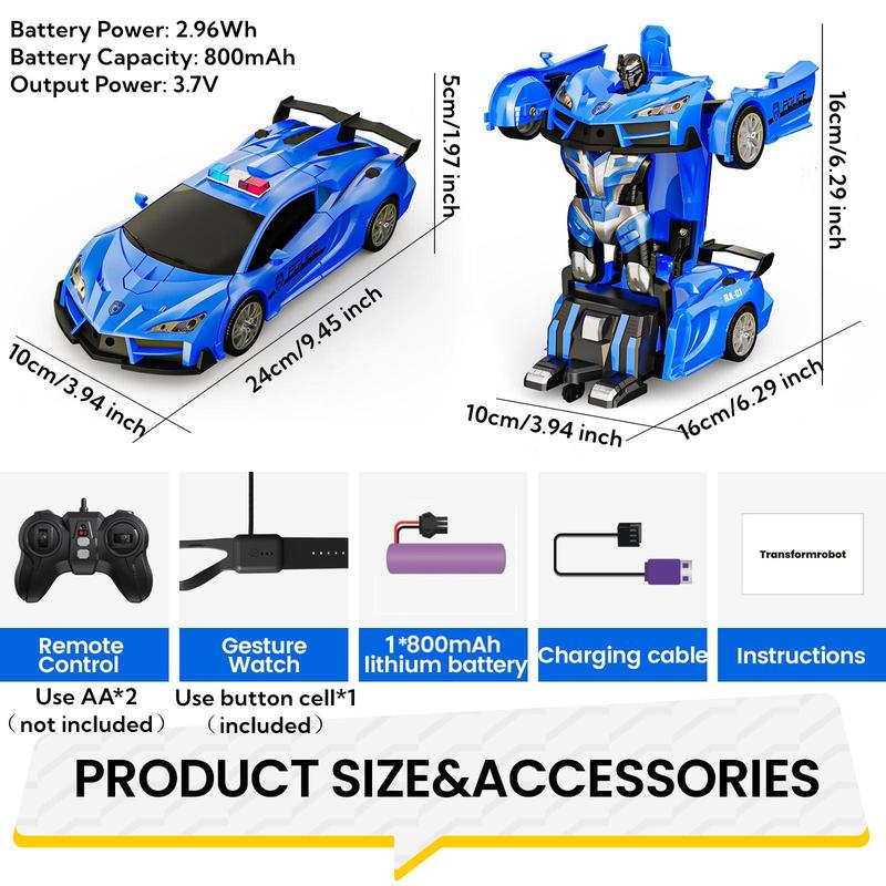 Gesture Sensor Dual Control Mode Remote Control Car, Gesture Controlled Remote-control Car Toy, Robot Shape Car Toy with LED Light for Gifts