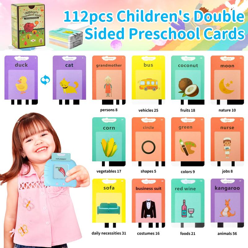 224 510 Words Alphabet BilingualTalkingHash Cards for 3-8 YearsToddlers.Pocket Speech BuddyTherapy AutismToys, EducationalLearing InteractiveToy for Boys GirlsKids Gifts Blue