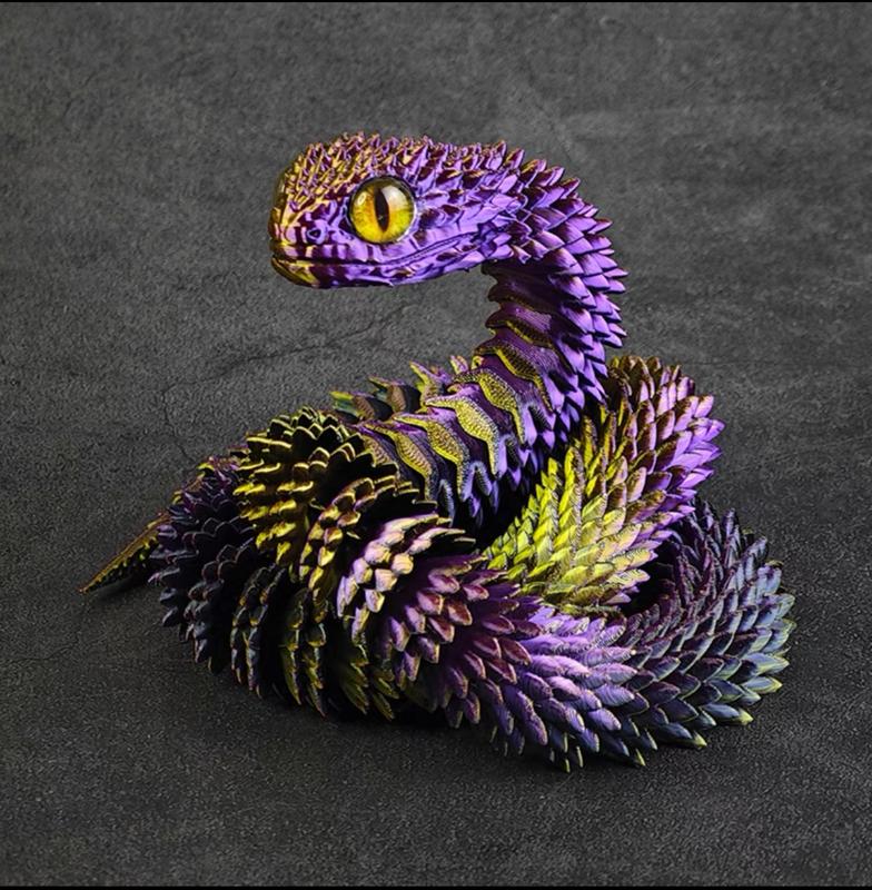 75cm Articulated 3D Printed Snake Toy – Realistic Flexible Serpent Models with Lifelike Eyes