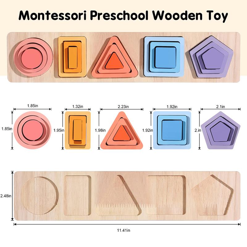 Montessori Toys for Boys Girls, Learning Educational Wooden Sorting & Stacking Toys,Shape Sorter Color Stacker Toy Preschool Kid Puzzles Ideal Gift for Boys Girls