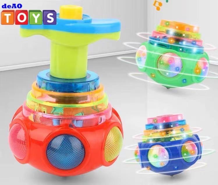 deAO Light Up Spinning Tops, Flashing Spinning Top Gyroscope Toy with Lights and Music Christmas Gift Toy