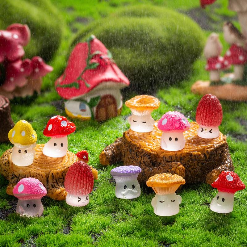 Mini Mushrooms DIY Toy, Cute Resin Tiny Mushrooms Statue Fake Miniature, Fairy Garden Terrarium Accessories, Decor Micro Landscape Craft, Specialty DIY Supplies, Christmas Gift