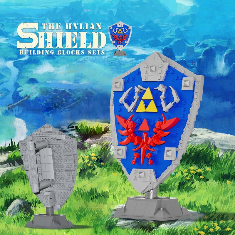 Building Block Set, Breath of The Wild Shield Toy with Handle and Base Building Blocks for Game Model Collectors Kids Ages 6+ Year Ol building bricks