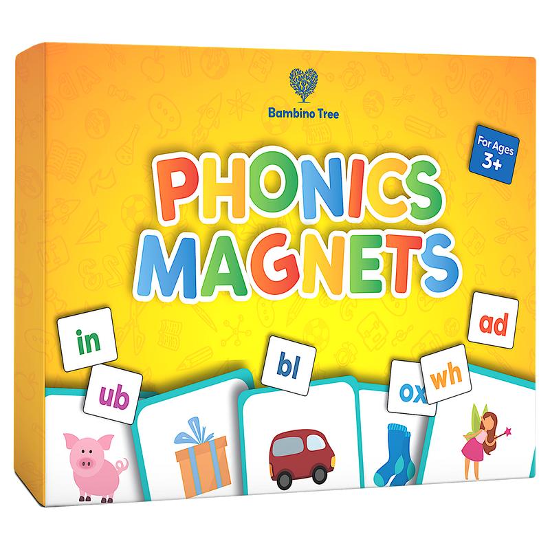 Phonics Magnets - Letter Blends and Alphabet Magnets - CVC Word Builder with Word and Picture Flash Cards