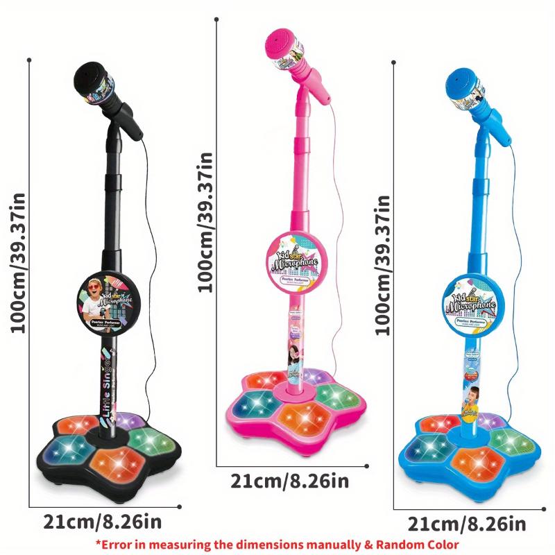 LED Light-Up Youngsters' Karaoke Microphone Toy with Adjustable Stand - Portable, Handheld Brain-Boosting Educational Play for Ages 3-6, Perfect for Birthday Parties & Concert Gifts