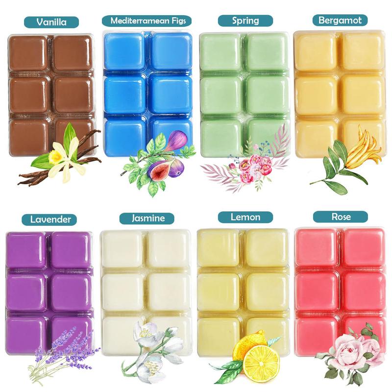 Scented Wax Melts, 8 Counts set Natural Soy Wax Cube, DIY Candle & Soap Making Supplies for Home, Office, Bedroom, Living Room, Stocking Fillers Gift