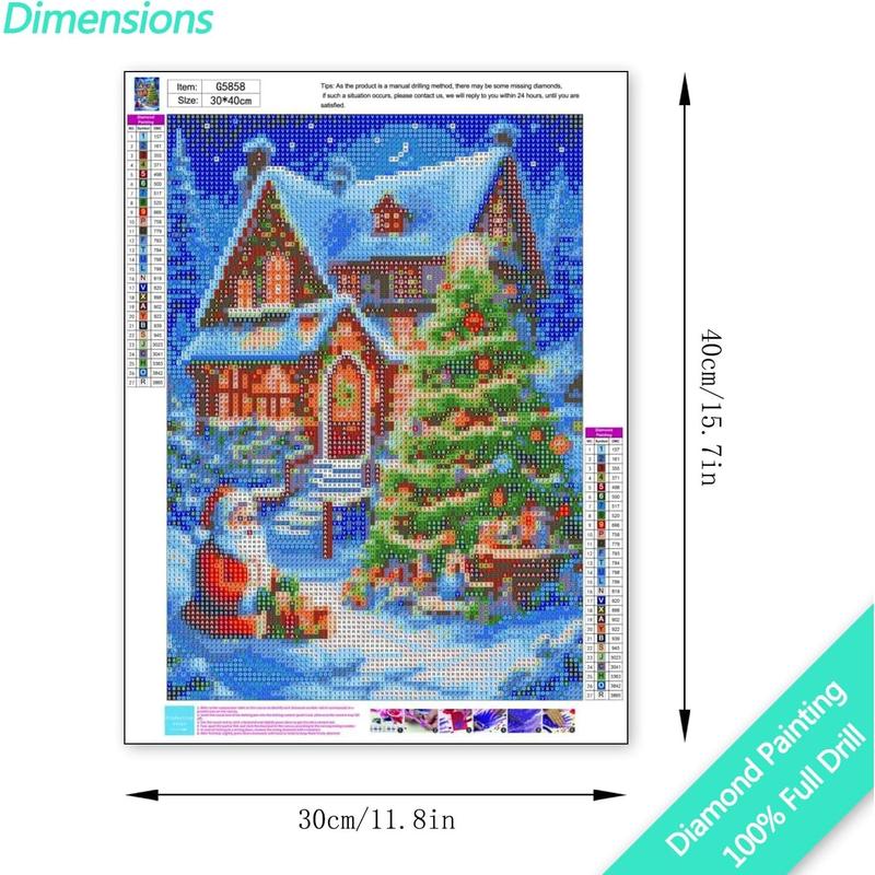 DIY Christmas Diamond Painting Kits for Adults,Santa and Tree Diamond Art Kits,5D Round Drill Paint by Diamond for Home Decor 12x16 Inch