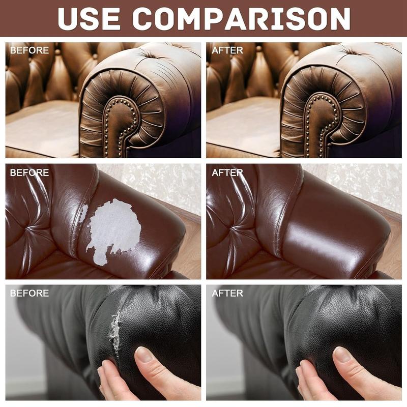 Brown Leather Repair Kit, Professional Vinyl Repair Kit for Furniture, Couches, Car Seat and Purse, Advanced Leather Repair Paste with Tools, Restore Leather Scratch, Tears, Burn Holes