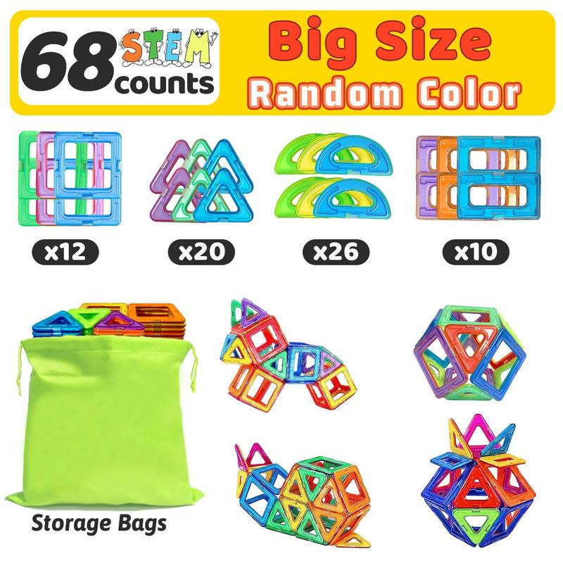 Random Color Big Size Building Blocks, Versatile STEM Construction Toy with Storage Bag, Colorful Learning Toys for Birthday Gifts, Kids Toys, Thanksgiving Christmas Gift Set