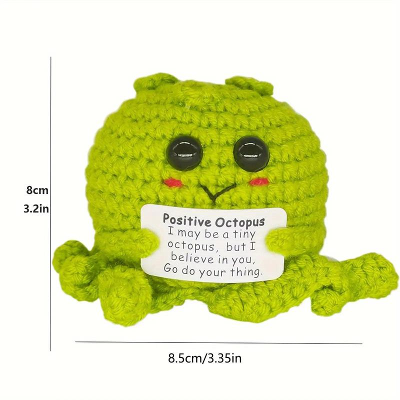 Cute Positive Octopus Crochet Knitted Toy, 1 Count Creative Positive Octopus Toy with Positive Card, Home Decor Ornament for School Dormitory Office Desktop