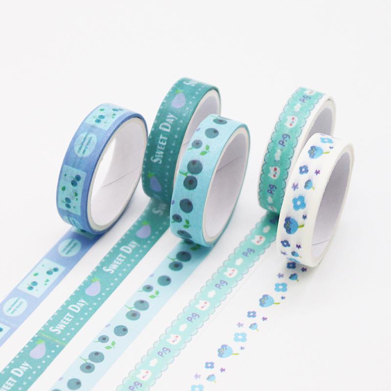 Fruit Pattern Washi Tape, 5 Rolls set Creative Geometric Pattern Washi Tape, DIY Decorative Tape for Scrapbooking, Journaling, Gift Wrapping