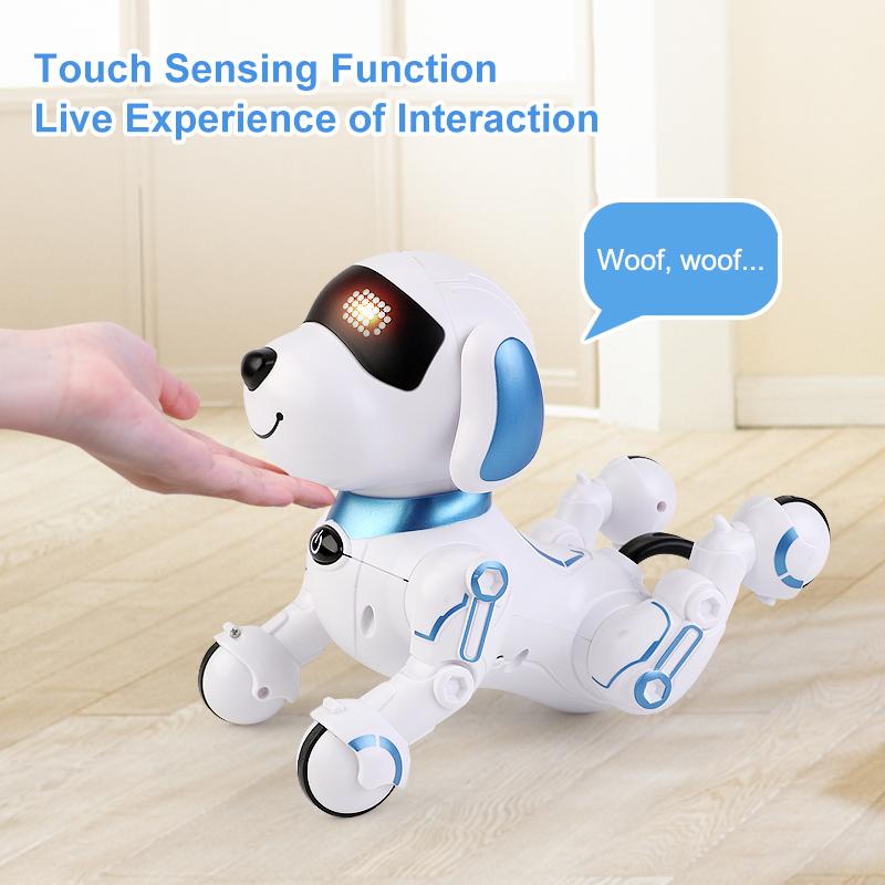 AI Remote Control Smart Pet Dog Robort for Interaction Between Baby and Pet with Touch Sensing Function,Pink and Blue Smart kids toy Rich Contents for kids'Early Education（Story English Nursery rhymes)