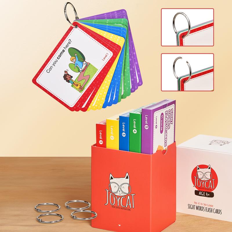 JoyCat Sight Words Educational Flash Cards with Pictures and Sentences