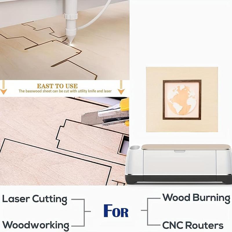 Unfinished Wood Board, 16pcs set 6 Inch *12 Inch Square Wood Board, Smooth Surface Wood Board for Laser Cutting, Wood Burning, Building Model, Staining, DIY Wood