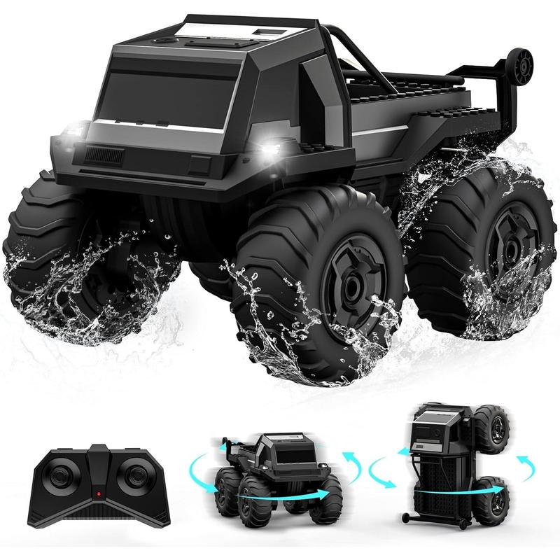 Amphibious Remote Control Car for Kids, 1:16 RC Trucks 4WD Offroad All Terrain,DIY Pick-up Toys Waterproof Monster Truck,60Mins+ Play Time,with Light, Stunt, 360? Spin,RC Cars for Boys Adults