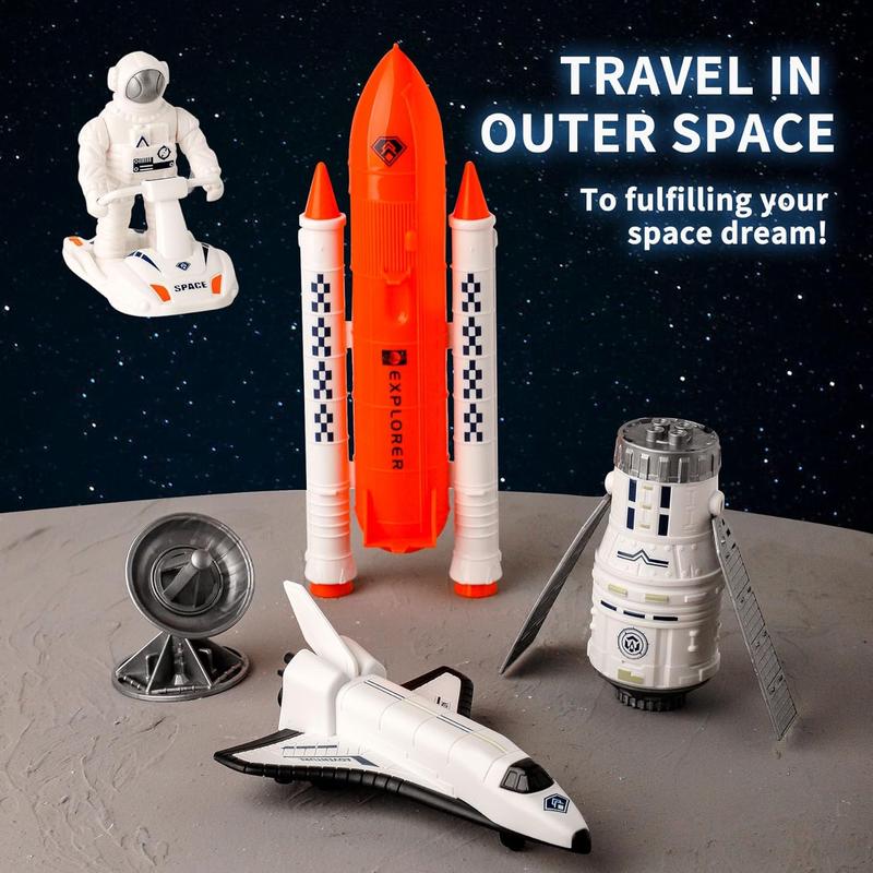 Space Exploration Shuttle Toys, Space Explorer Toy Kit, Include Signal Receivers, Satellites, Astronaut, Space Scooter, Space Toys Gift for Exploring Boys and Girls