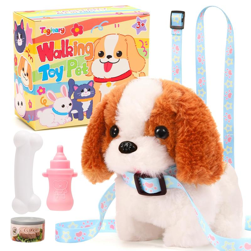 Plush Toys Puppy Electronic Toy Dogs That Walk and Bark,Tail Wagging Fake Dog Interactive Dog Toy with Leash,Easter Christmas Birthday Gift