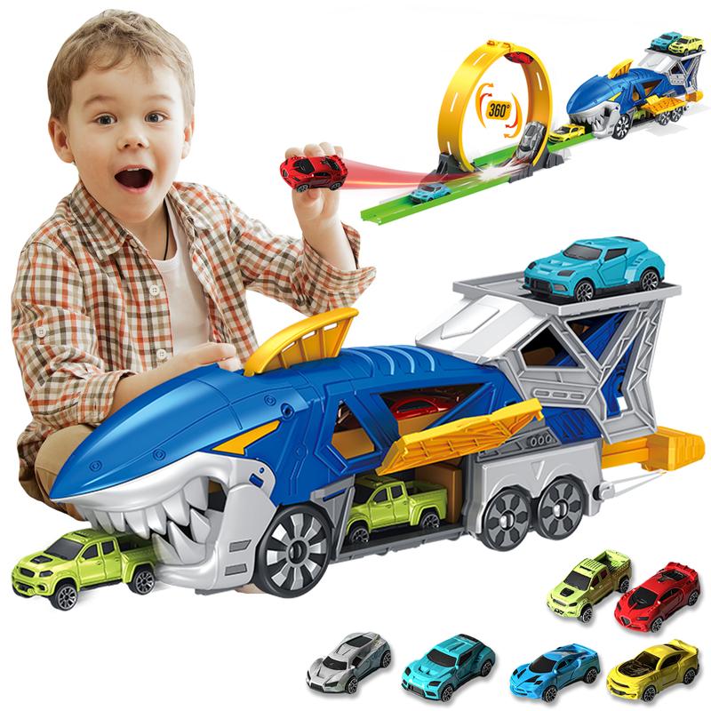 Shark Toy Car Track Set, Loop and Launcher Race Car Toys, Truck for 3-9 Year Old Boys and Girls