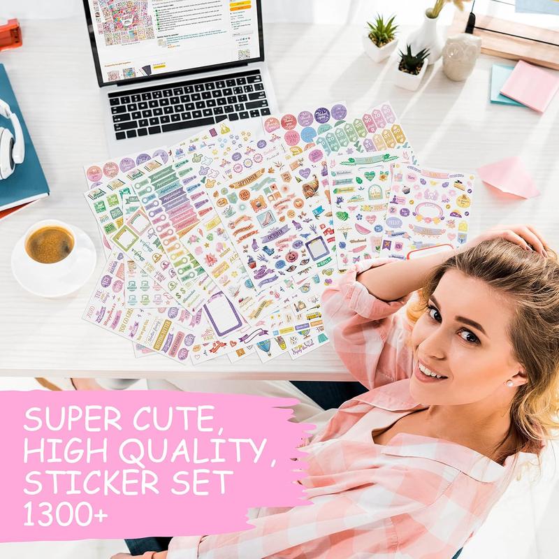 Aesthetic Planner Stickers for Fun Planning - 1300+ Cute Sticker Accessories to Decorate & Improve Your Planners, Calendar, Journal and Scrapbooking