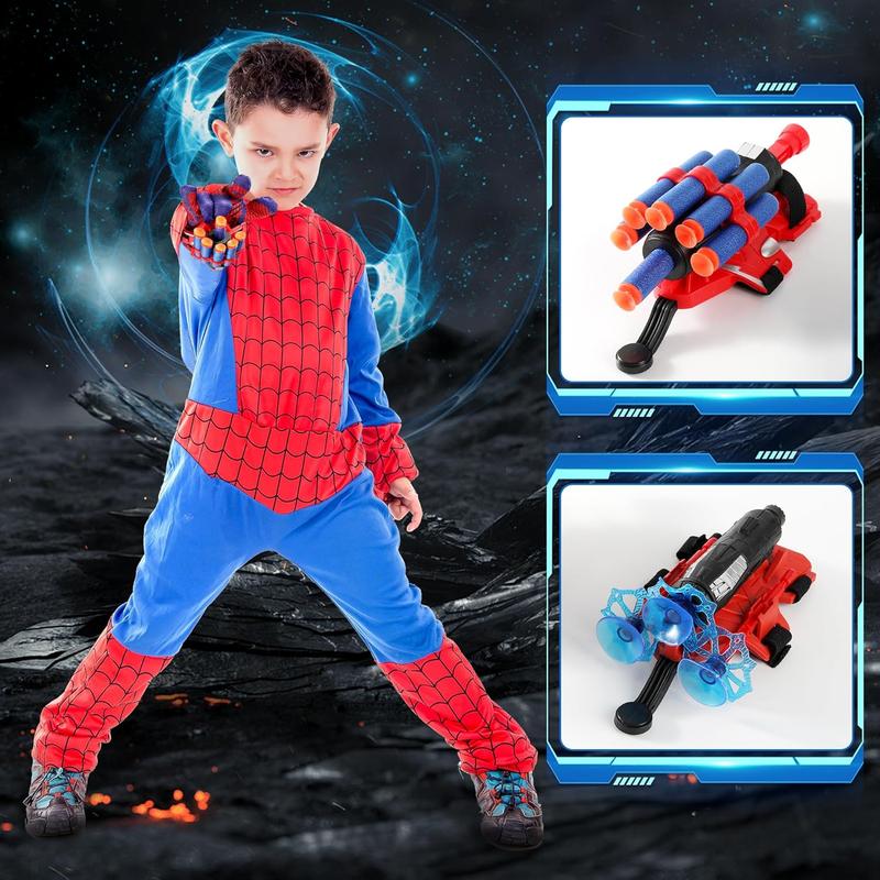 2 Sets Web Shooters for Kids - Web Shooting Game - Launcher Gloves Toy- Launcher with Wrist Toy Set - Hero Cosplay Boys Gift Funny Educational Decoration