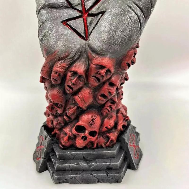 Berserk Statue Berserk Hand of God Berserk Devil Right Hand Skull Rune Sculpture Halloween Skeleton Cosplay Hand Anime Resin Fig