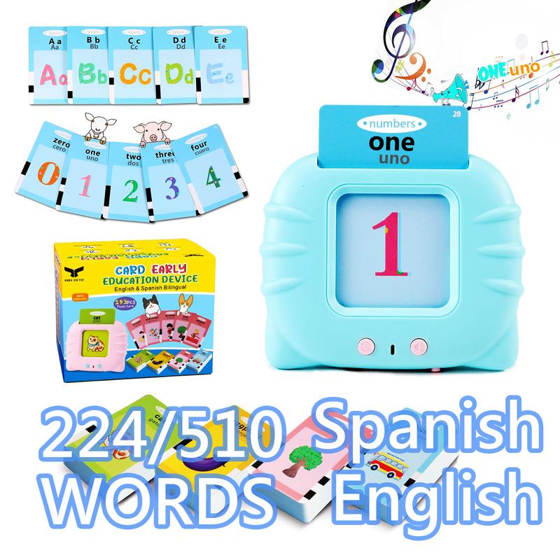 224 510 Words Alphabet BilingualTalkingHash Cards for 3-8 YearsToddlers.Pocket Speech BuddyTherapy AutismToys, EducationalLearing InteractiveToy for Boys GirlsKids Gifts Blue