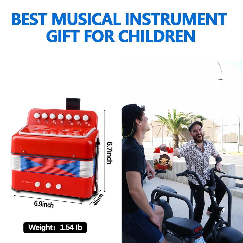 Accordion, Accordion Beginners Mini Accordion Musical Instrument 10 Keys Button Small for Christmas.