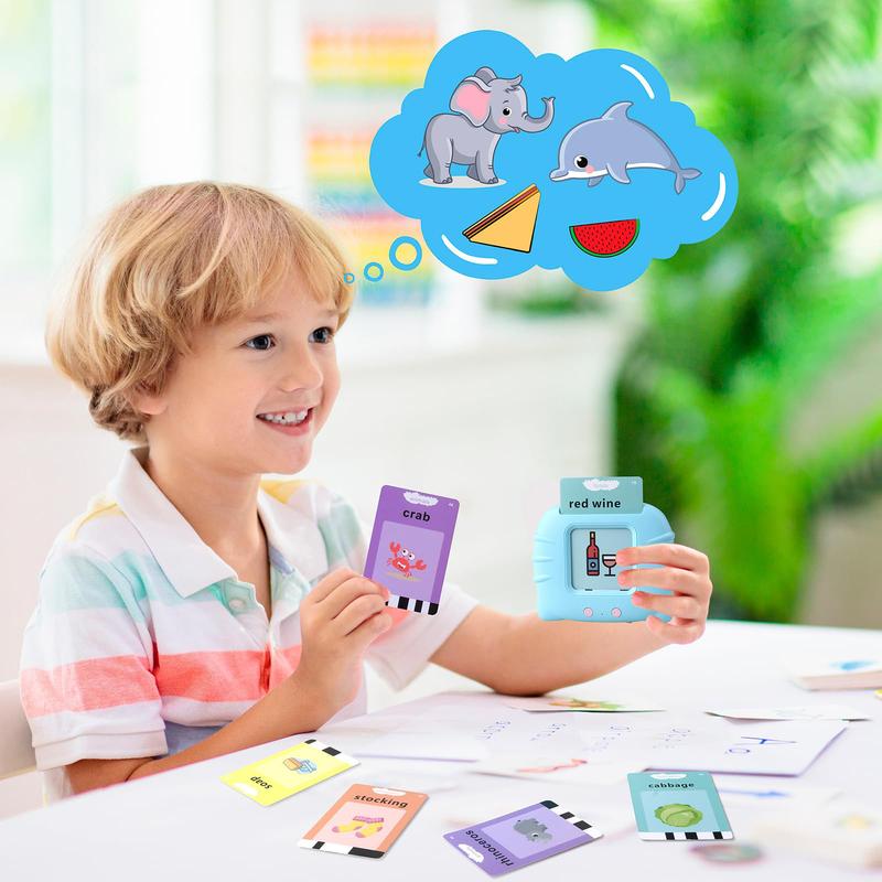 224 510 Words Alphabet BilingualTalkingHash Cards for 3-8 YearsToddlers.Pocket Speech BuddyTherapy AutismToys, EducationalLearing InteractiveToy for Boys GirlsKids Gifts Blue